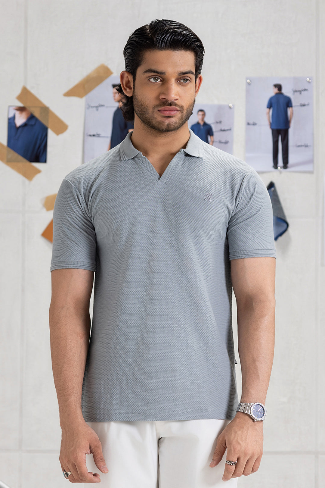 Textured Johnny Collar Polo - 5005