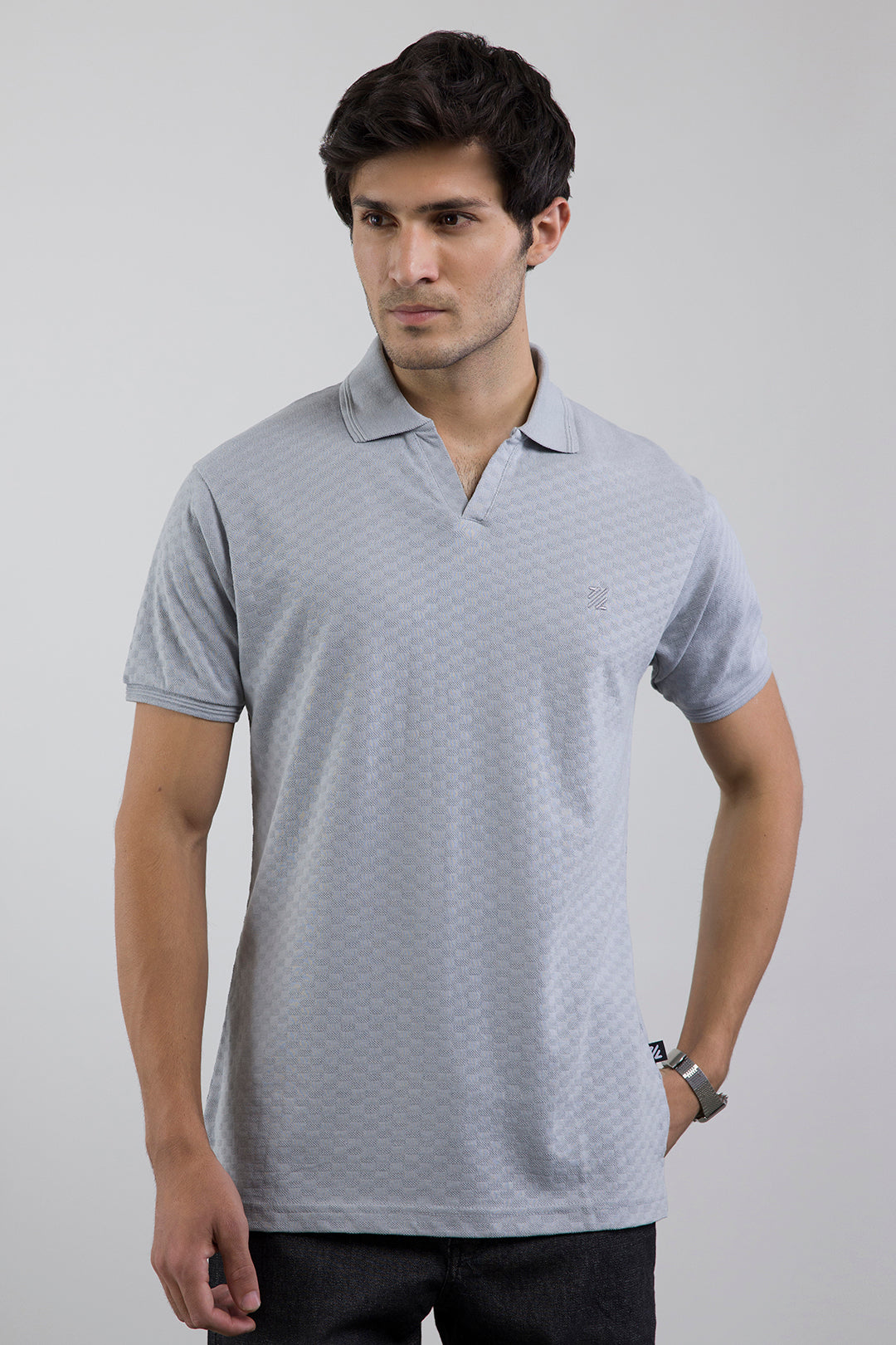 Textured Johnny Collar Polo - 5005