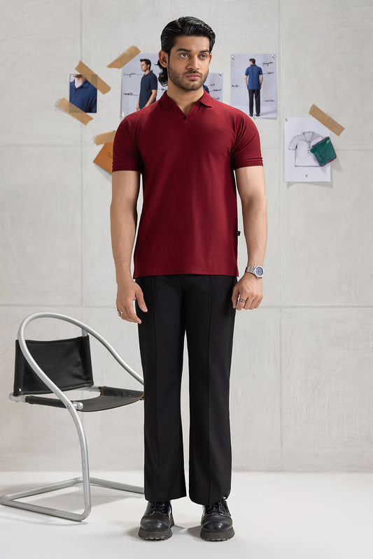 Textured Johnny Collar Polo - 5005
