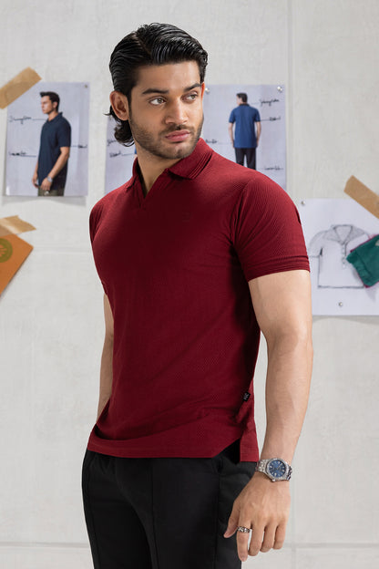 Textured Johnny Collar Polo - 5005