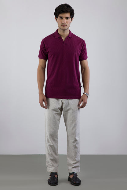 Textured Johnny Collar Polo - 5005