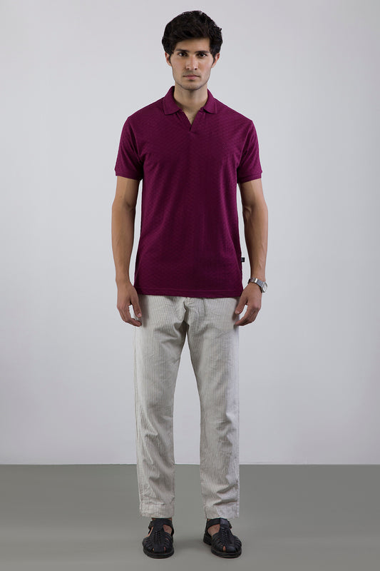 Textured Johnny Collar Polo - 5005