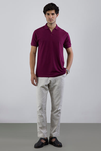 Textured Johnny Collar Polo - 5005