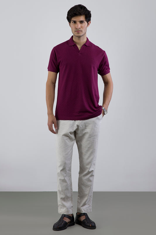 Textured Johnny Collar Polo - 5005