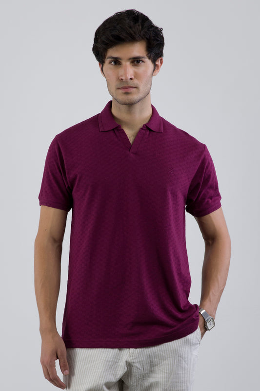 Textured Johnny Collar Polo - 5005