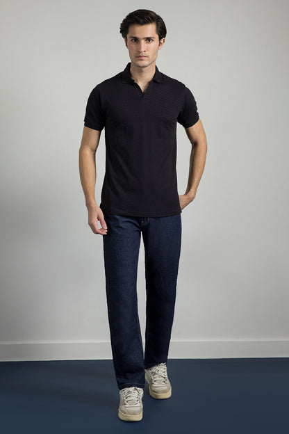 Textured Johnny Collar Polo - 5005