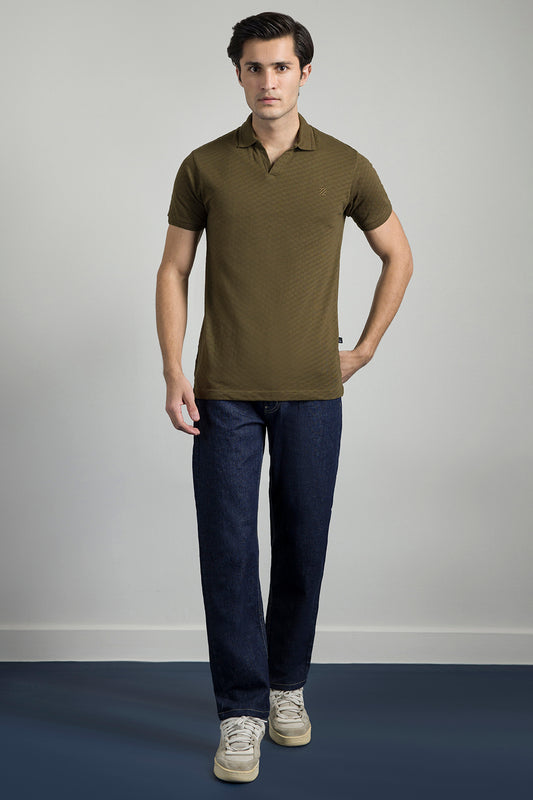 Textured Johnny Collar Polo - 5005