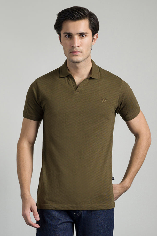 Textured Johnny Collar Polo - 5005