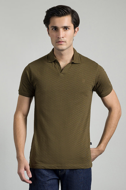 Textured Johnny Collar Polo - 5005