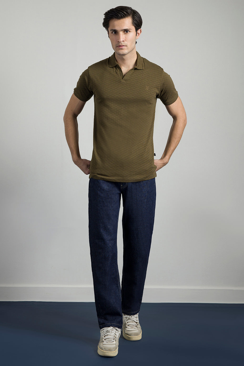 Textured Johnny Collar Polo - 5005