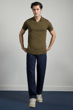 Textured Johnny Collar Polo - 5005