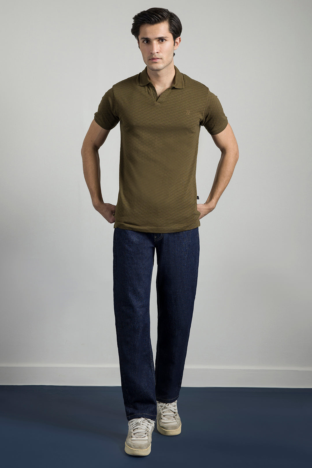 Textured Johnny Collar Polo - 5005