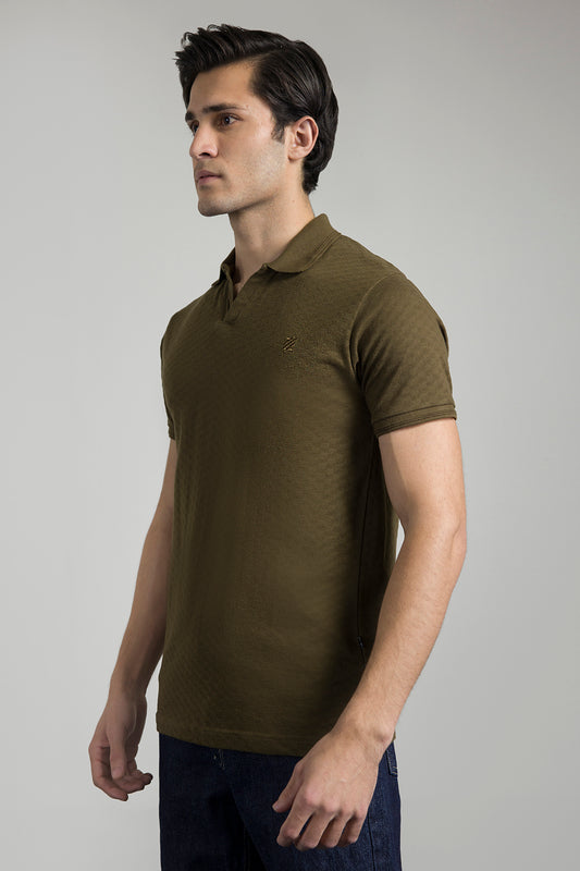 Textured Johnny Collar Polo - 5005