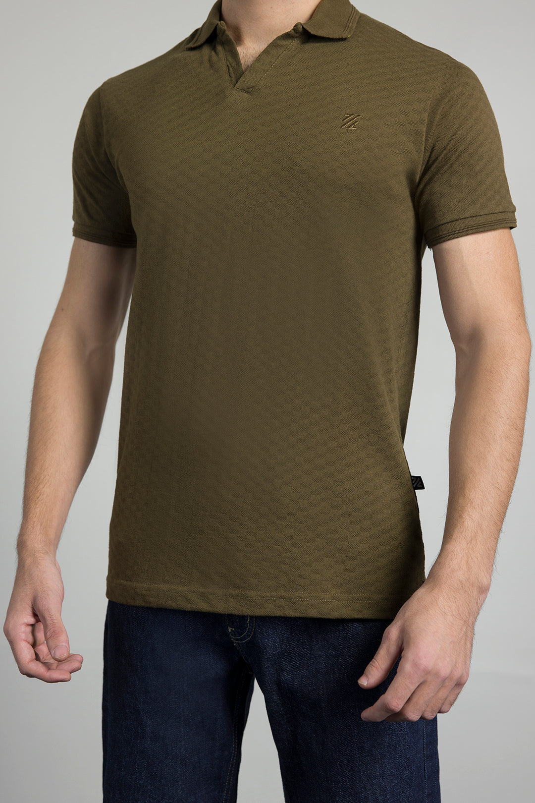 Textured Johnny Collar Polo - 5005