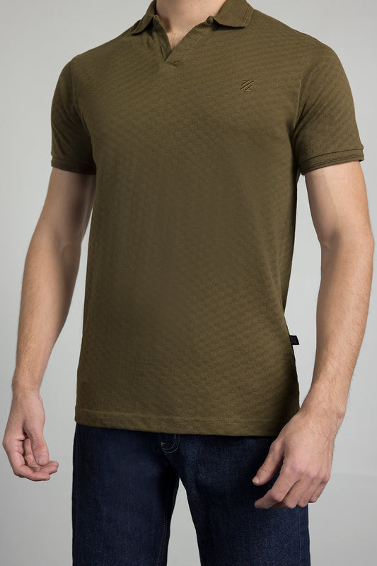 Textured Johnny Collar Polo - 5005