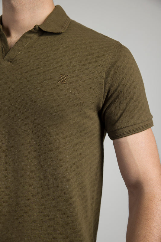 Textured Johnny Collar Polo - 5005
