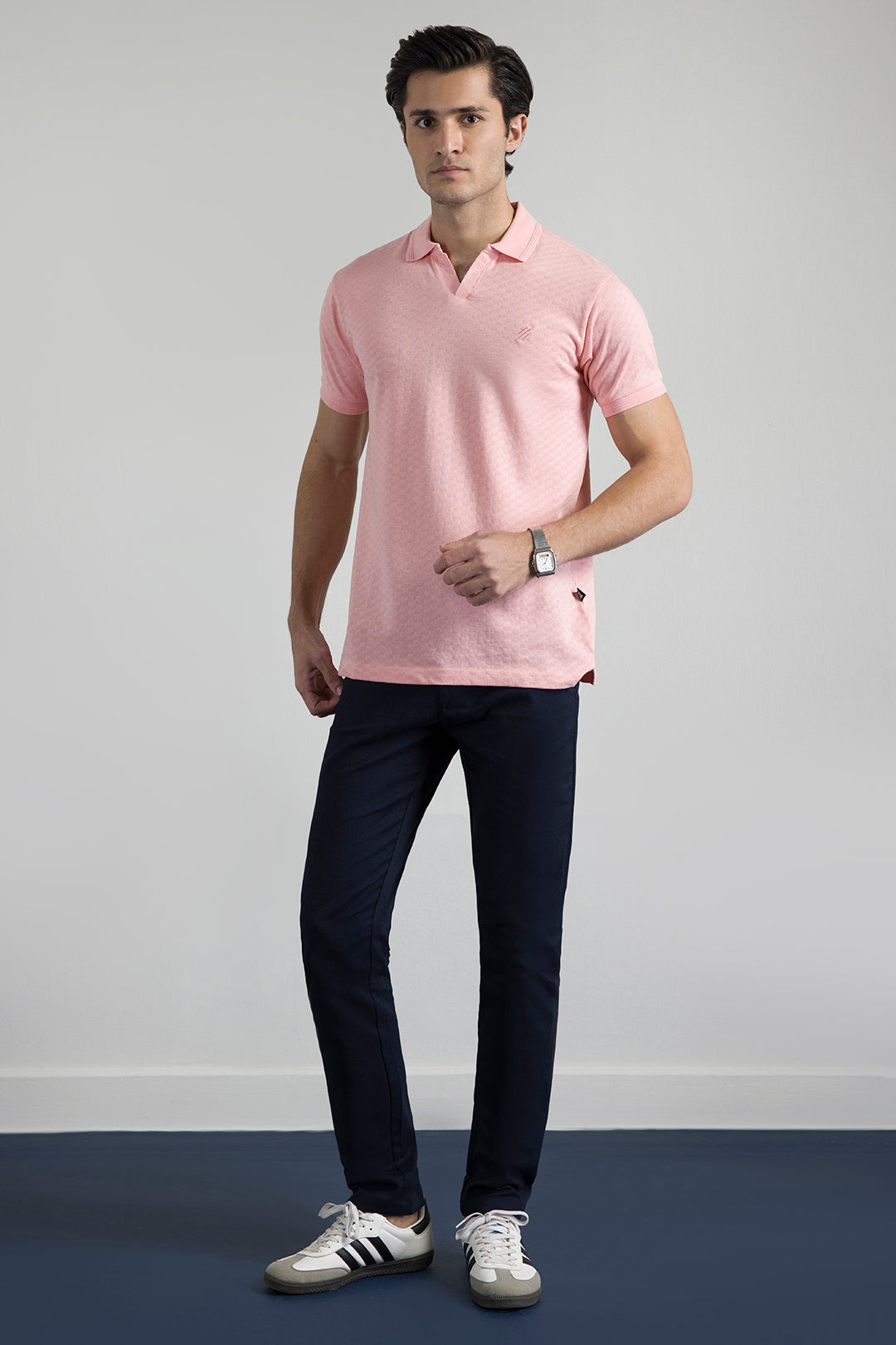 Textured Johnny Collar Polo - 5005