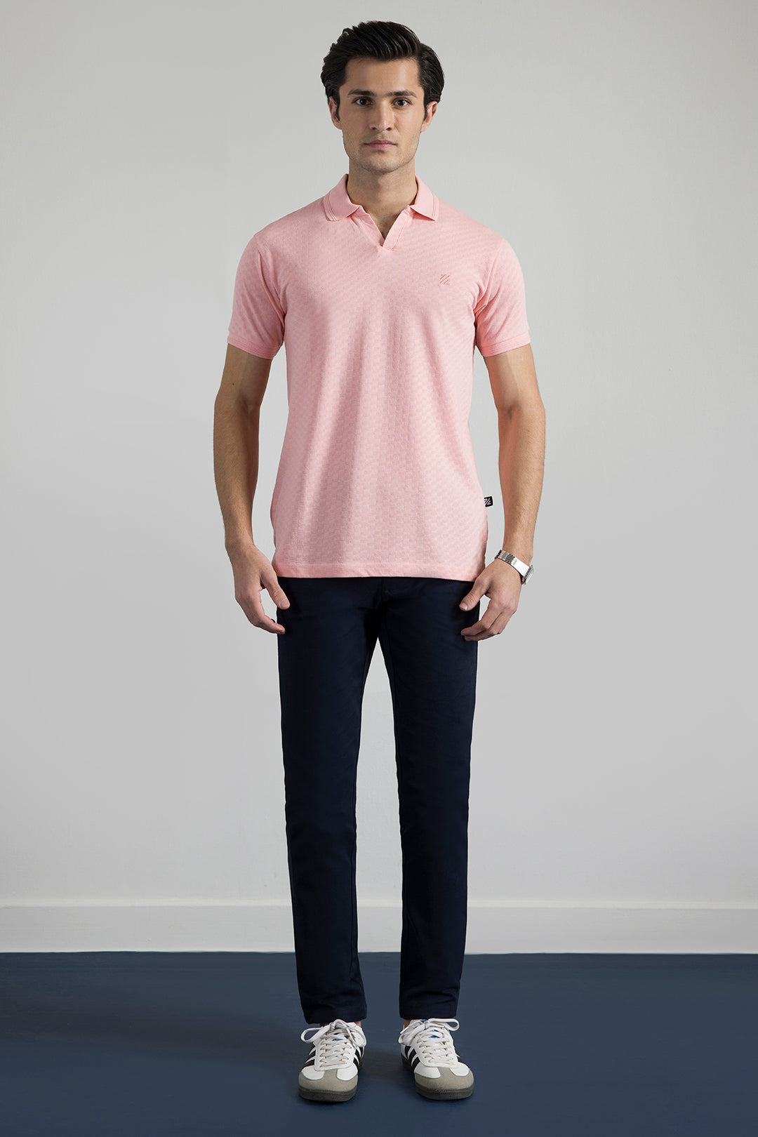 Textured Johnny Collar Polo - 5005