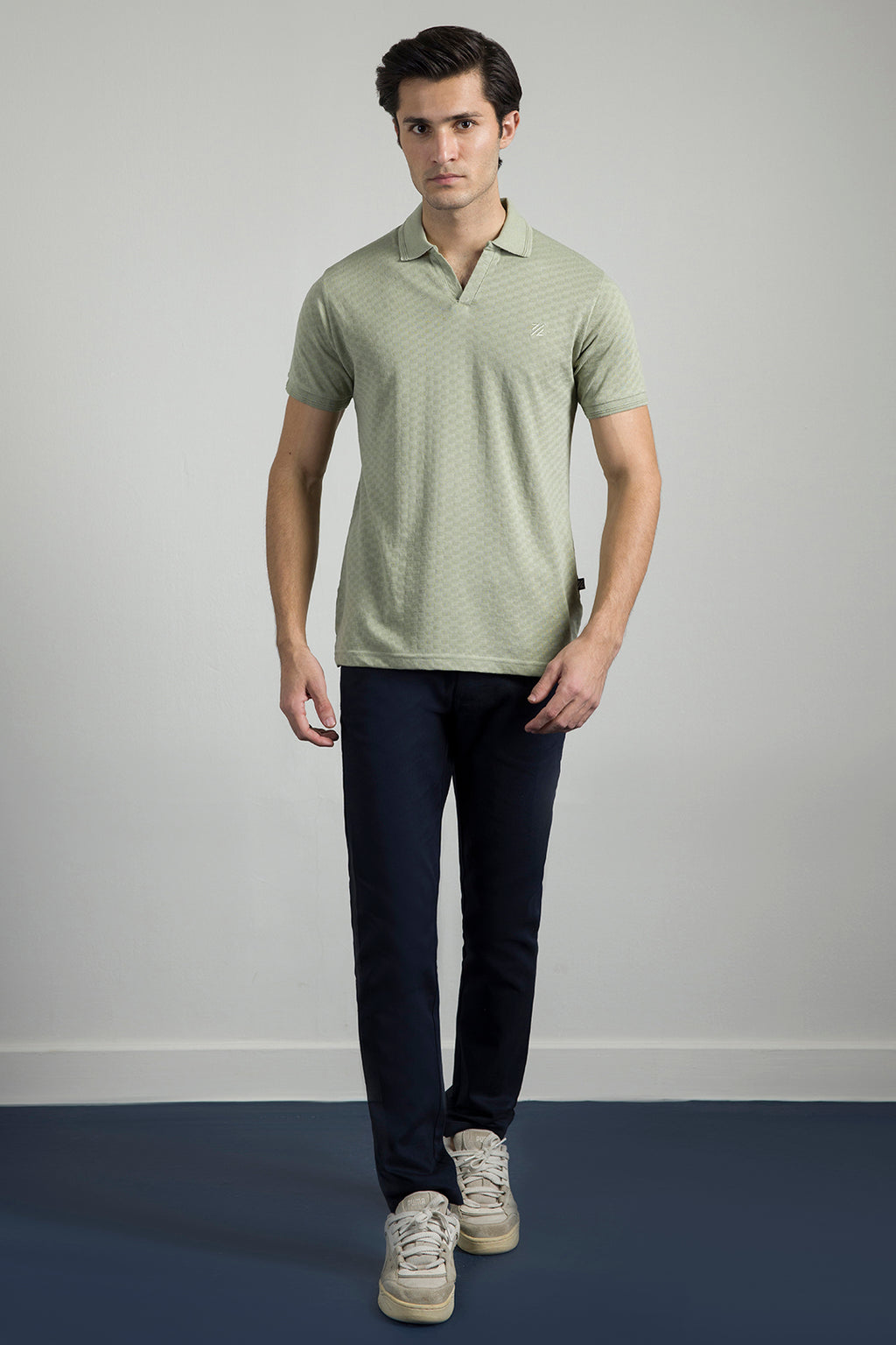 Textured Johnny Collar Polo - 5005