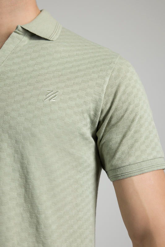 Textured Johnny Collar Polo - 5005