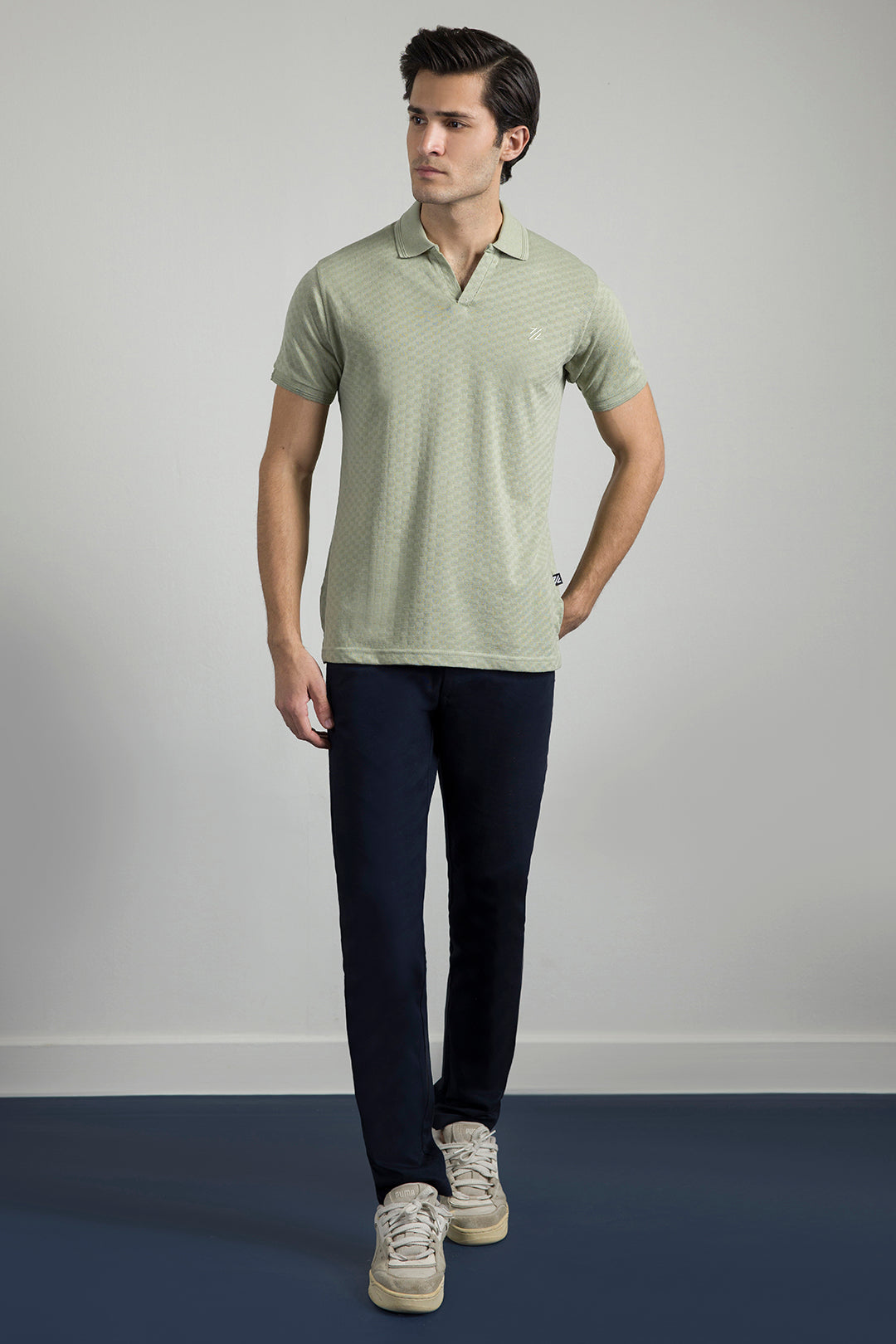 Textured Johnny Collar Polo - 5005