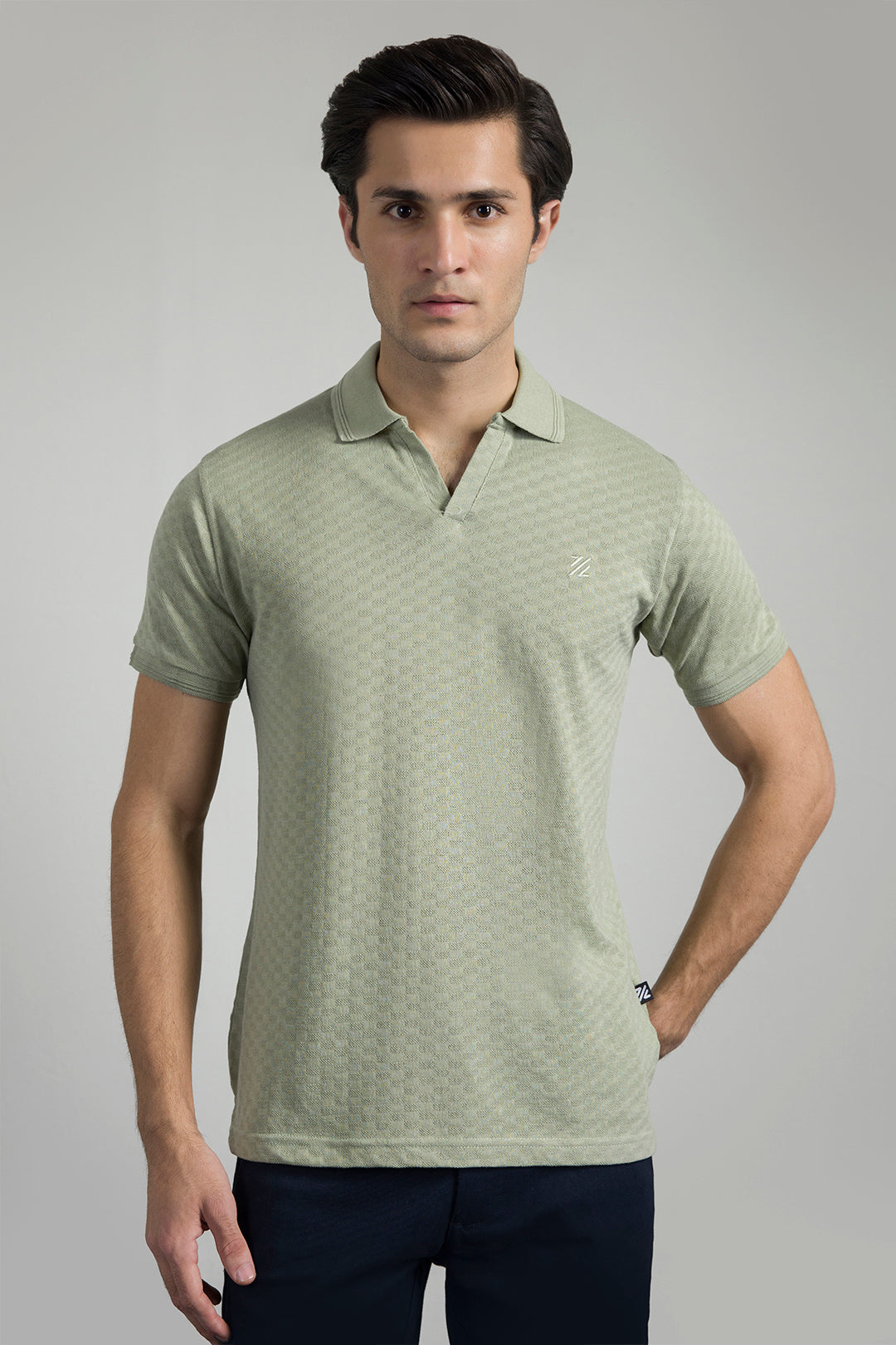 Textured Johnny Collar Polo - 5005