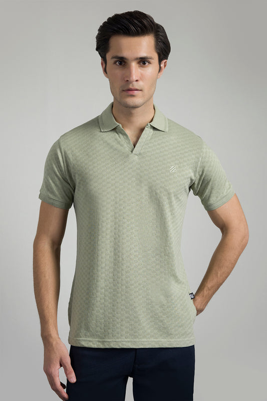 Textured Johnny Collar Polo - 5005