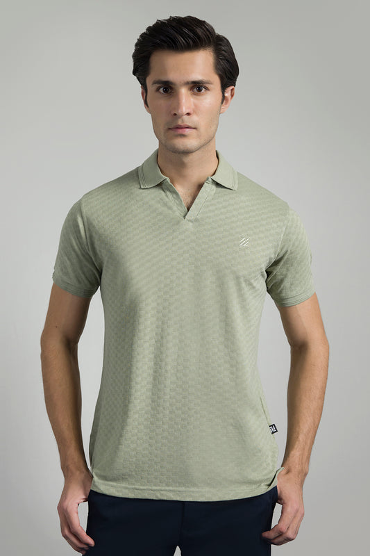 Textured Johnny Collar Polo - 5005