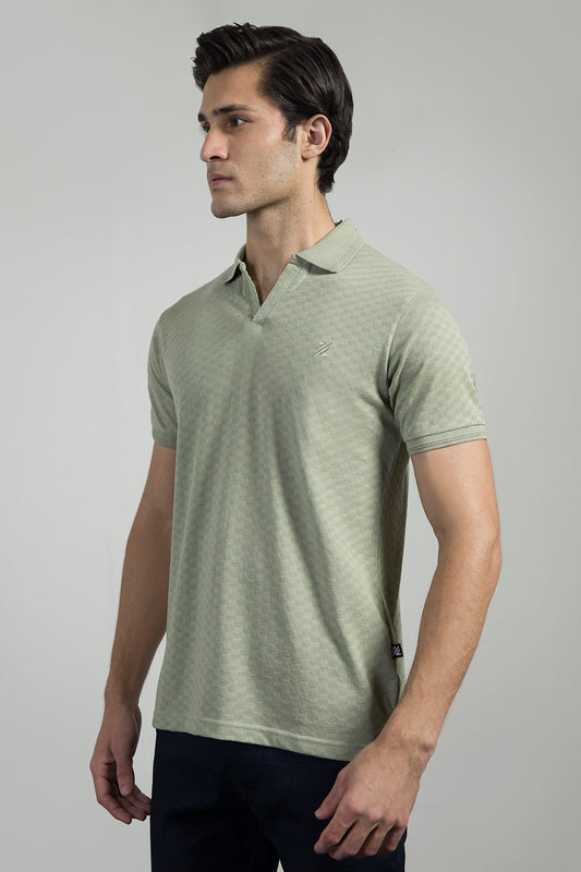 Textured Johnny Collar Polo - 5005