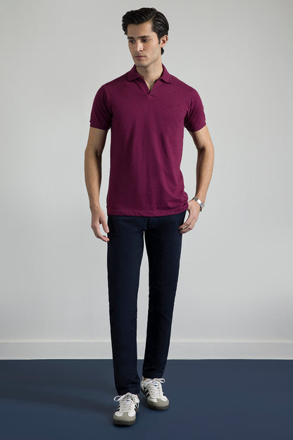 Textured Johnny Collar Polo - 5005