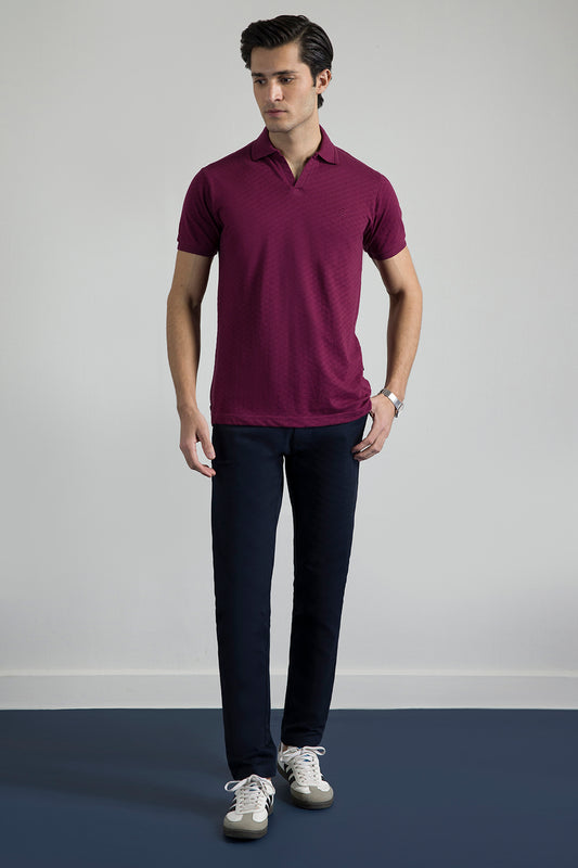 Textured Johnny Collar Polo - 5005