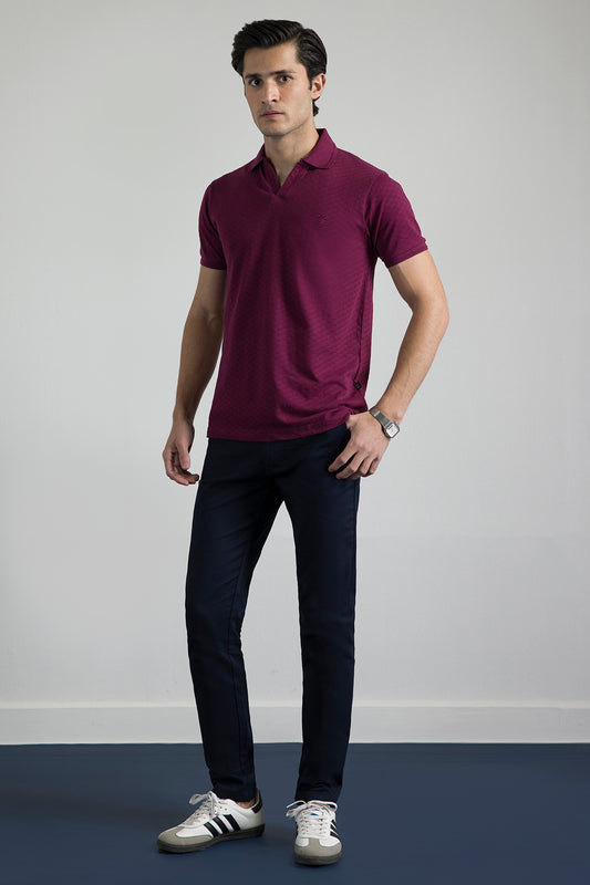 Textured Johnny Collar Polo - 5005