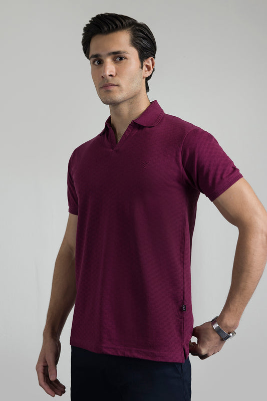Textured Johnny Collar Polo - 5005