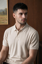 Polka Dot Textured Polo - 6003