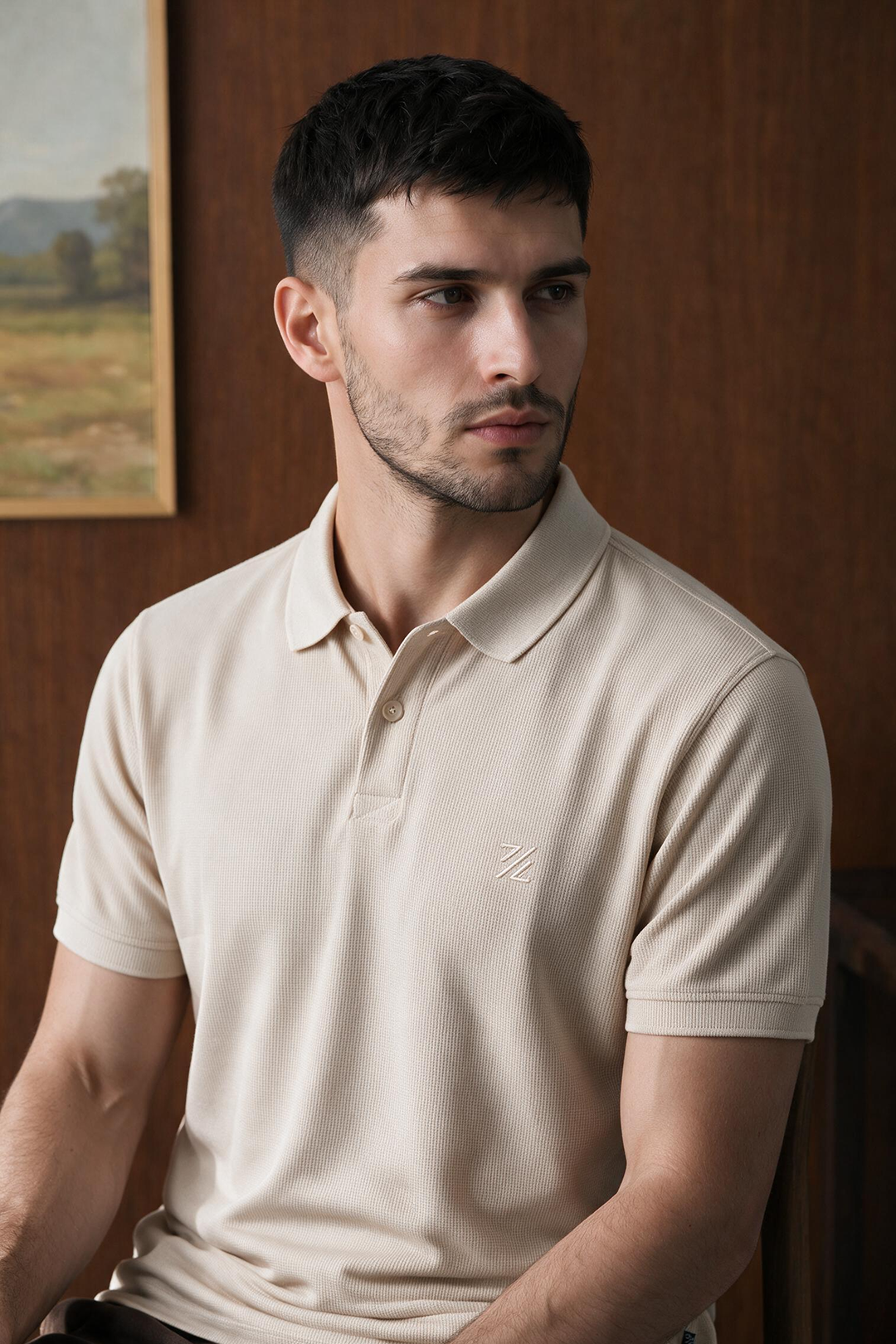 Polka Dot Textured Polo - 6003