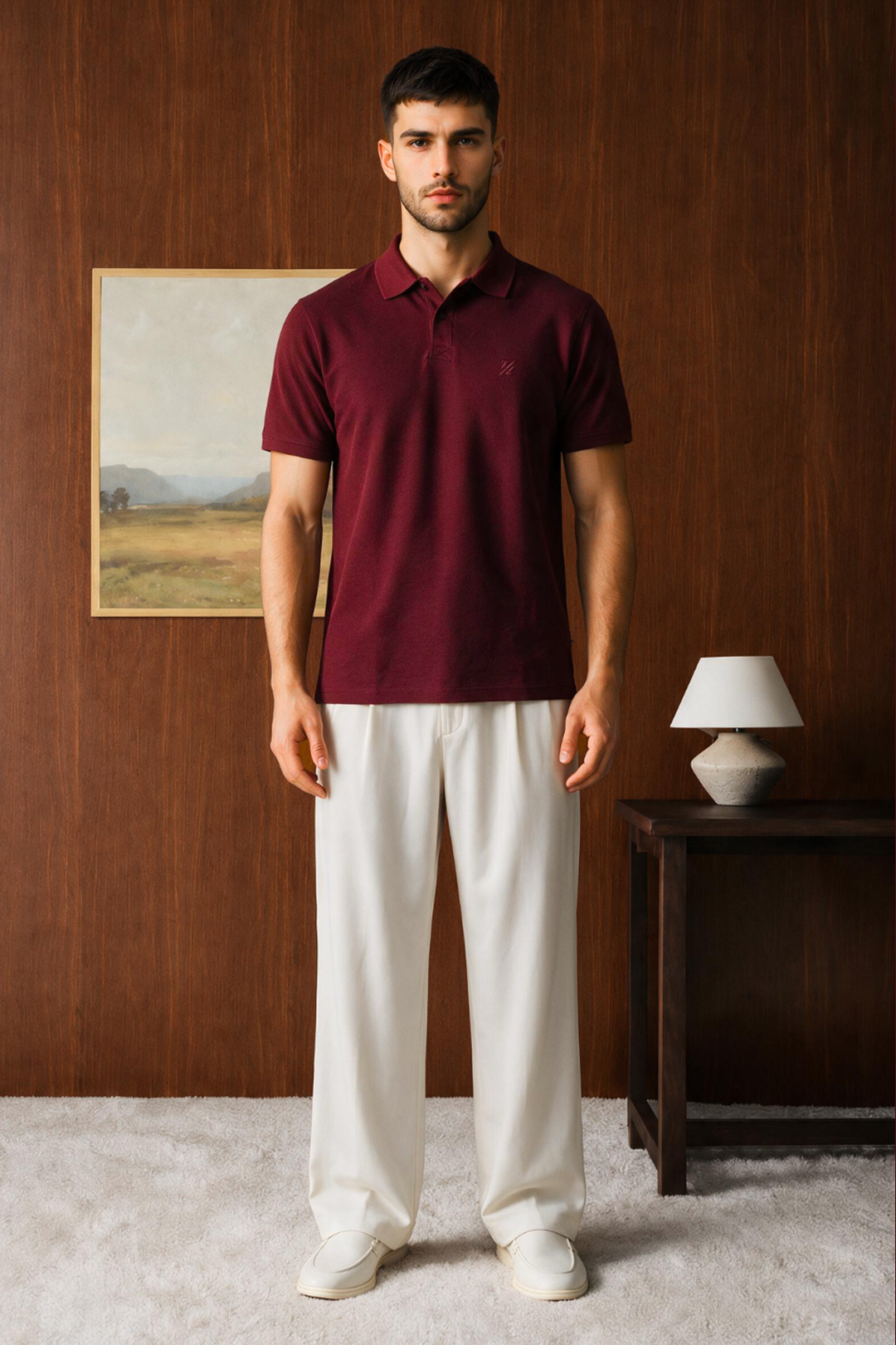 Polka Dot Textured Polo - 6003