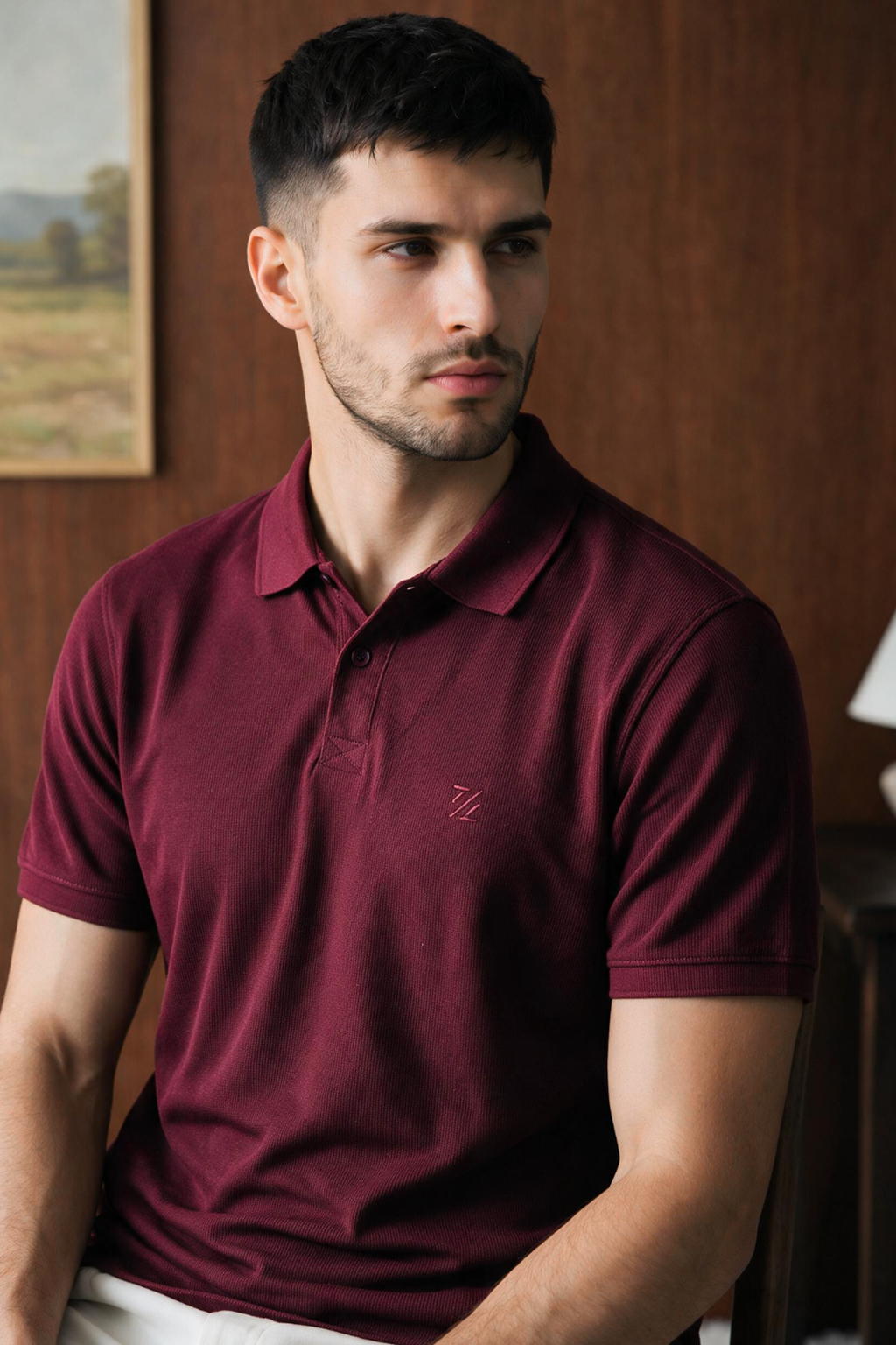 Polka Dot Textured Polo - 6003