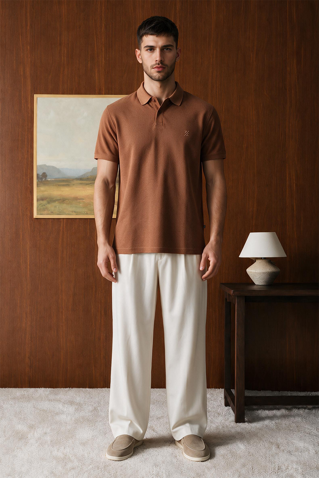 Polka Dot Textured Polo - 6003