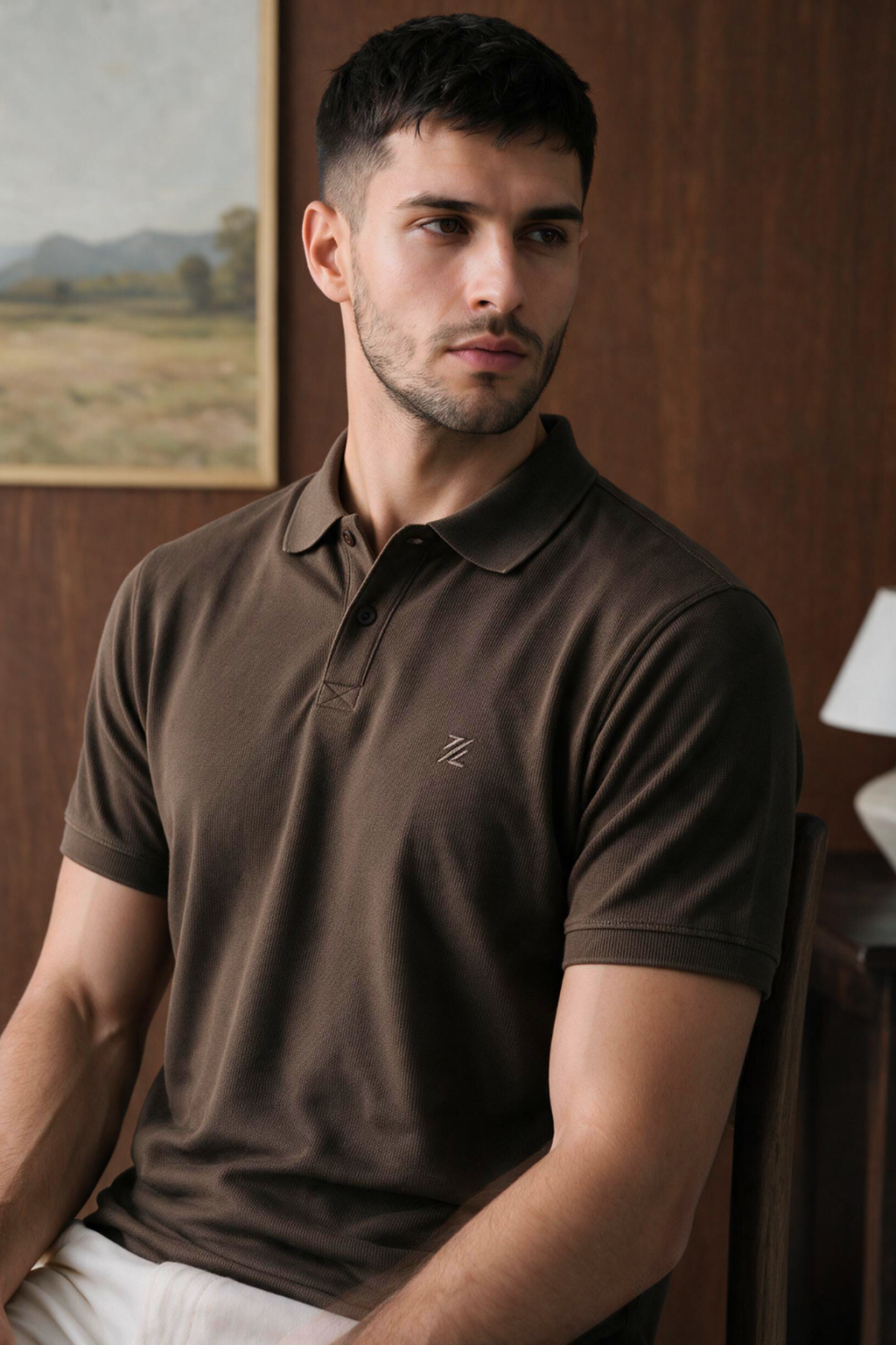 Polka Dot Textured Polo - 6003