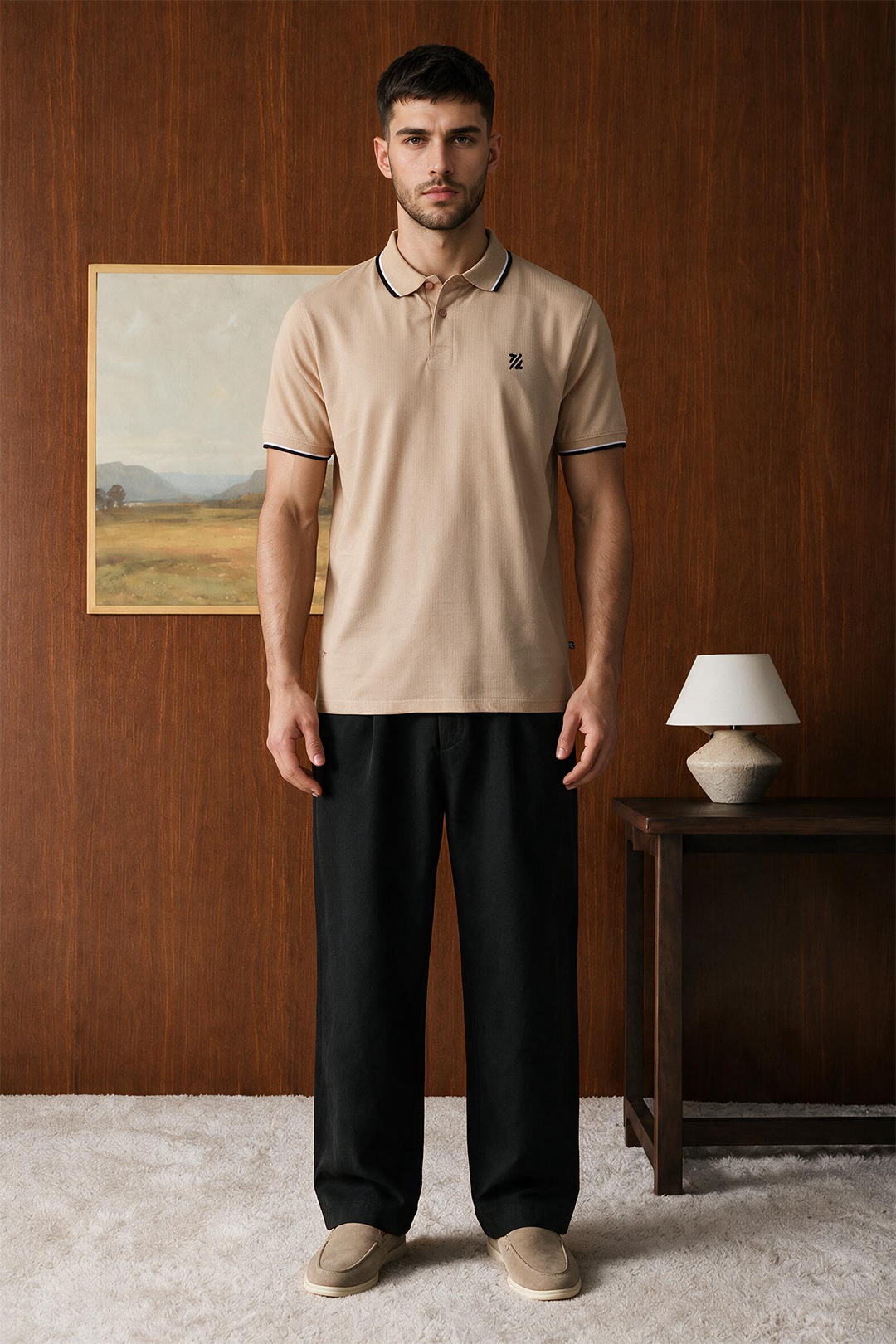 Polka Dot Textured Polo - 6004