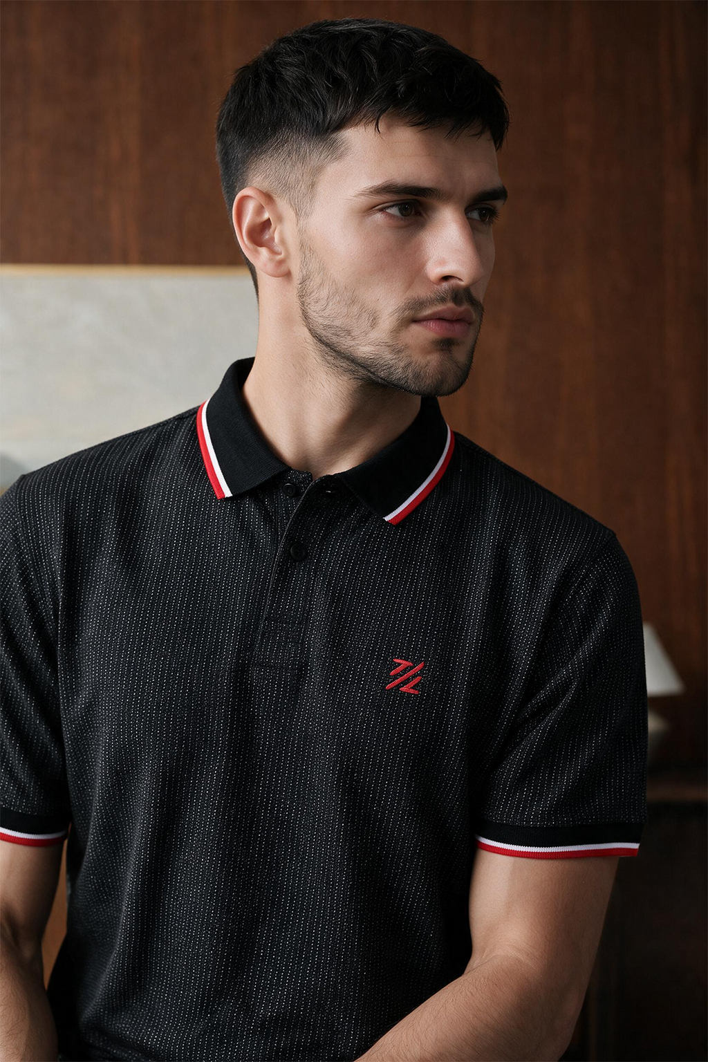 Polka Dot Textured Polo - 6004