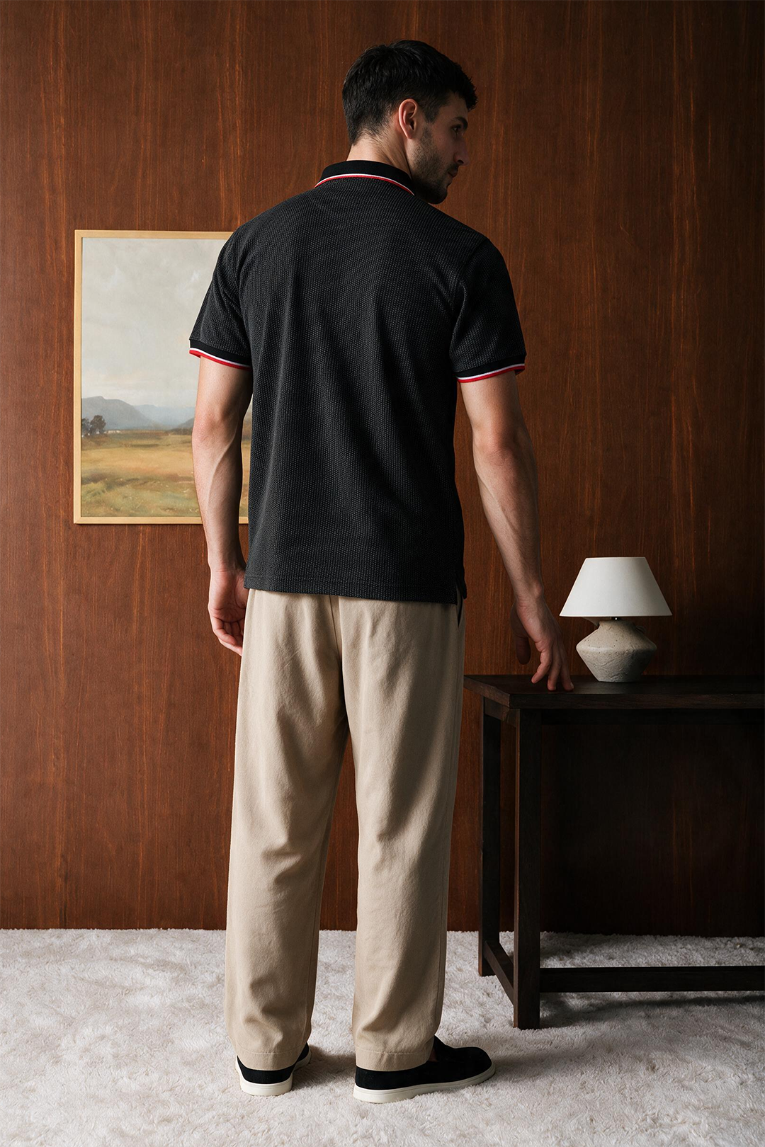 Polka Dot Textured Polo - 6004