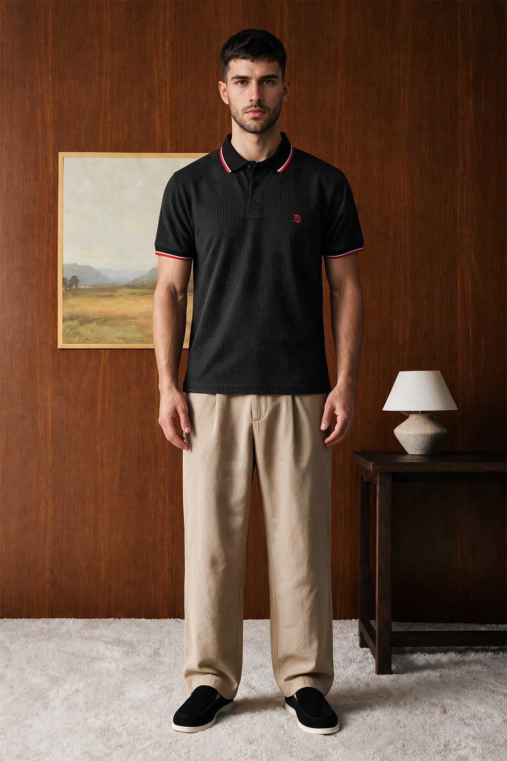 Polka Dot Textured Polo - 6004