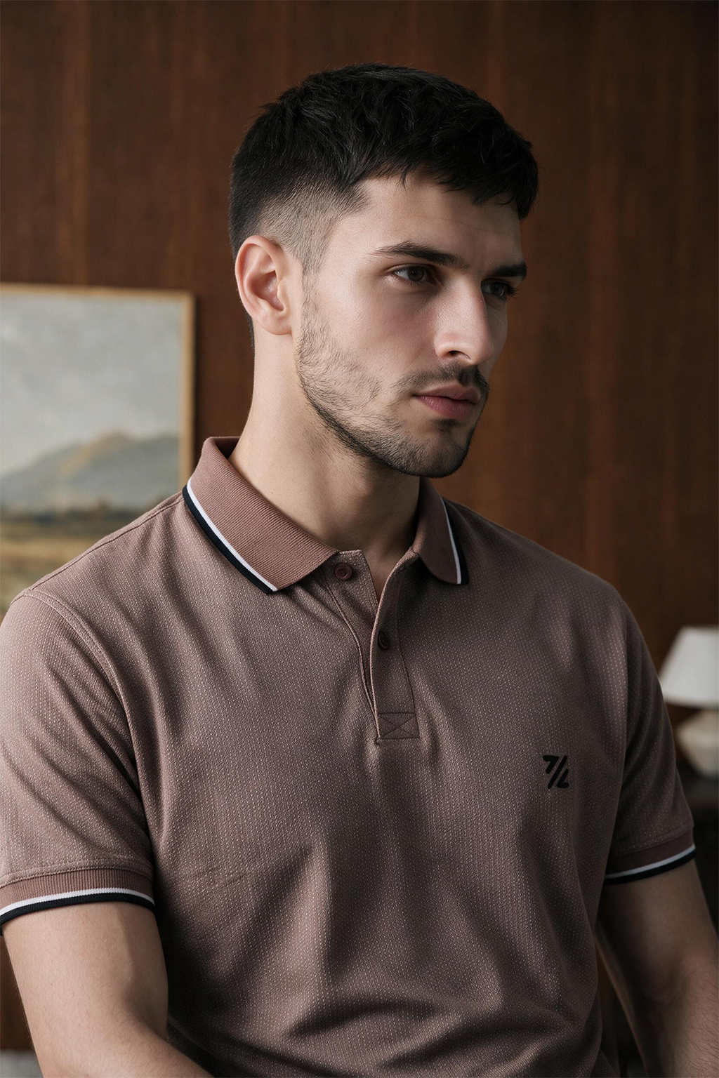 Polka Dot Textured Polo - 6004