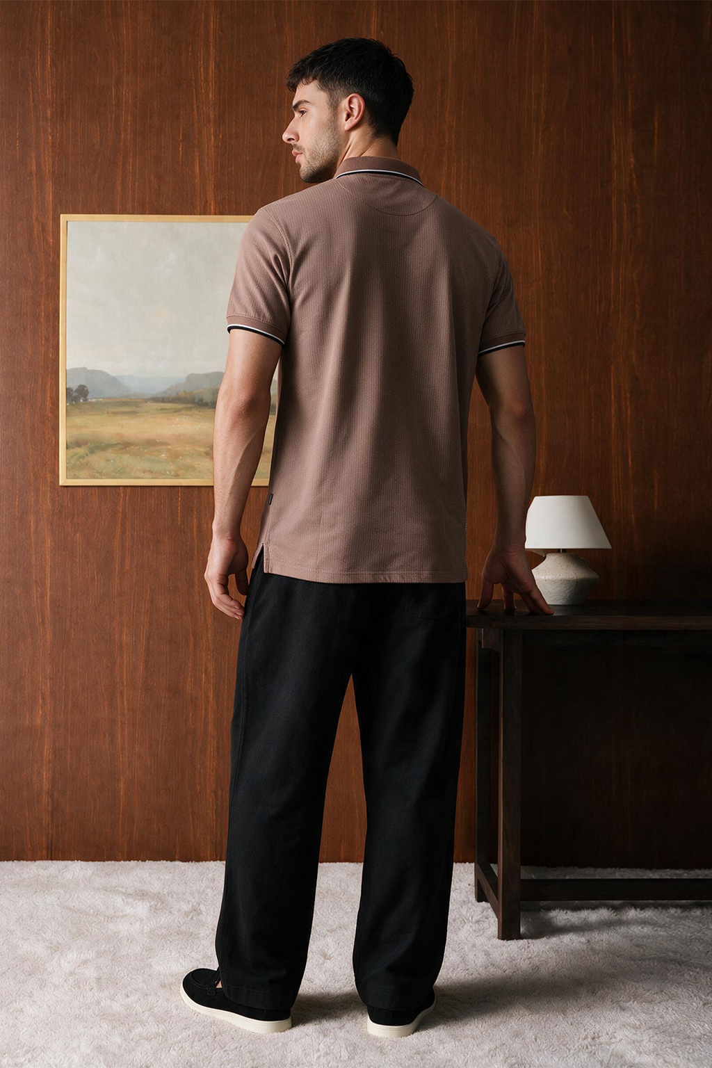 Polka Dot Textured Polo - 6004