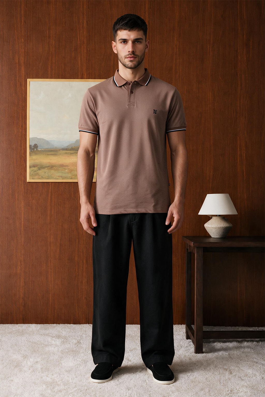 Polka Dot Textured Polo - 6004
