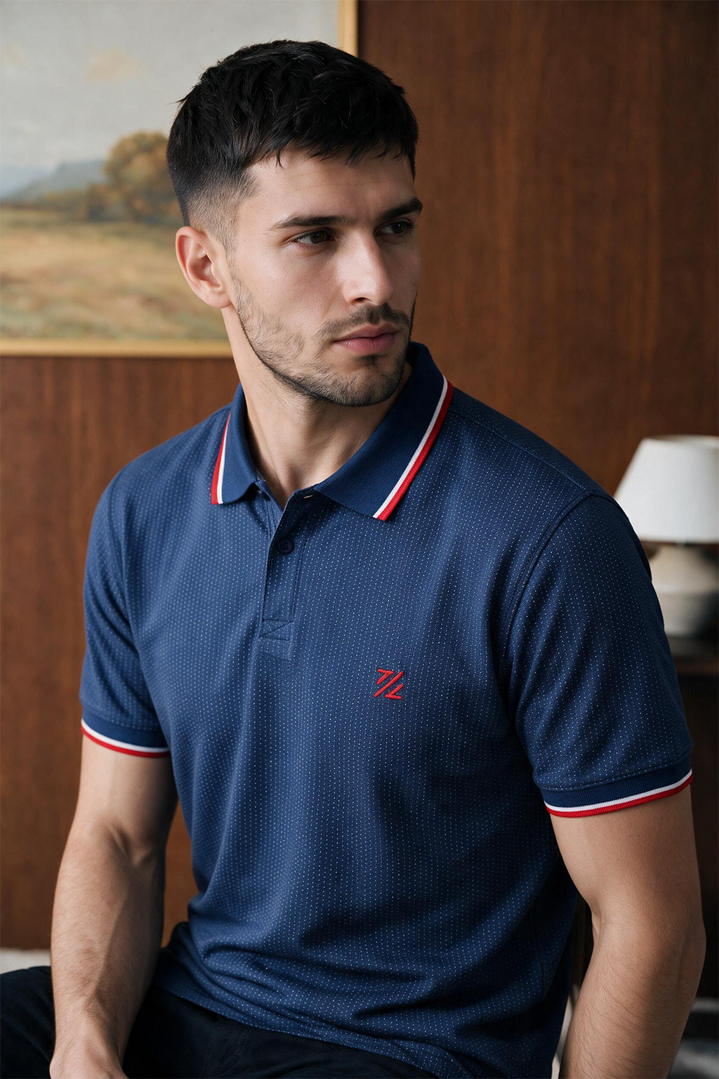 Polka Dot Textured Polo - 6004
