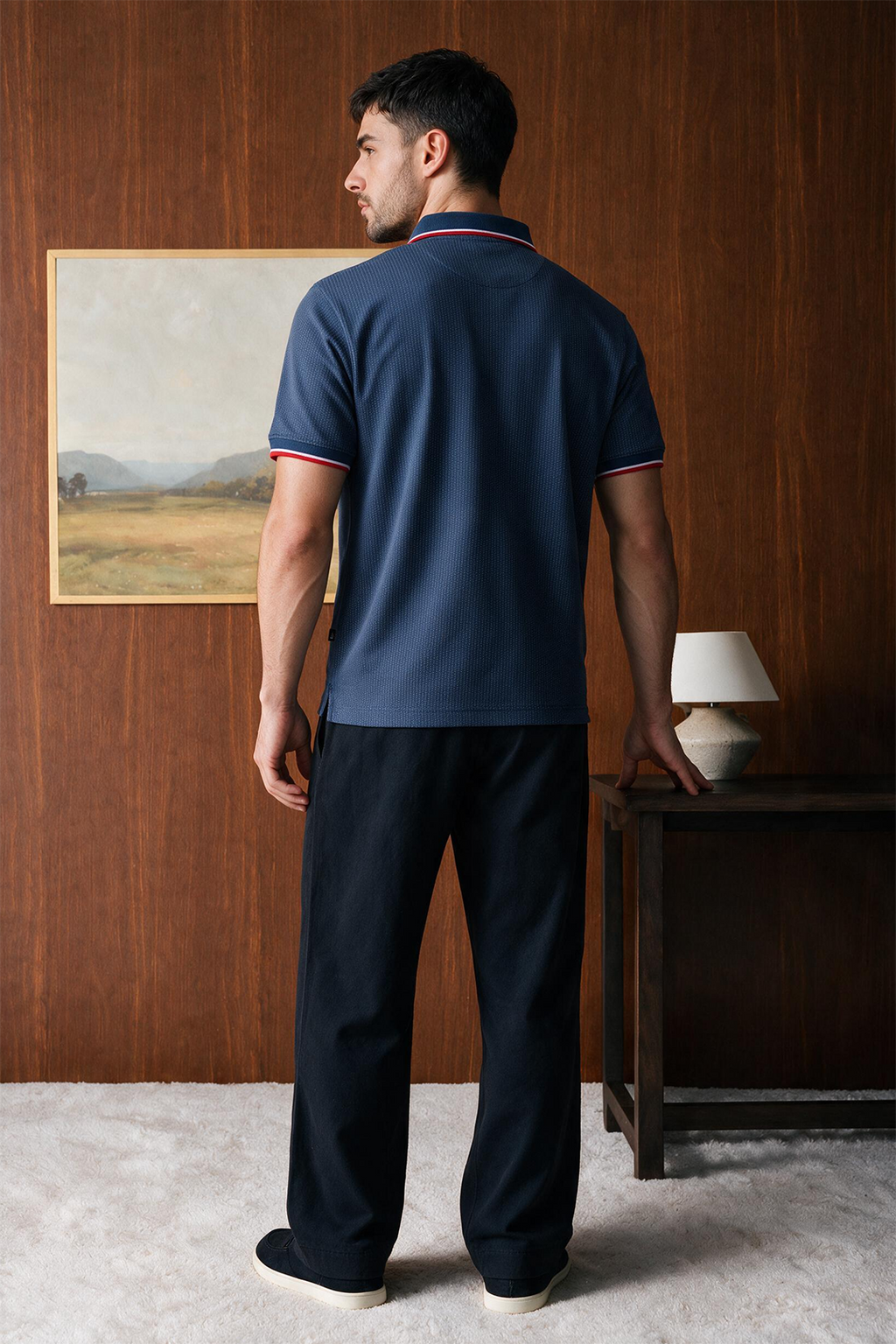 Polka Dot Textured Polo - 6004