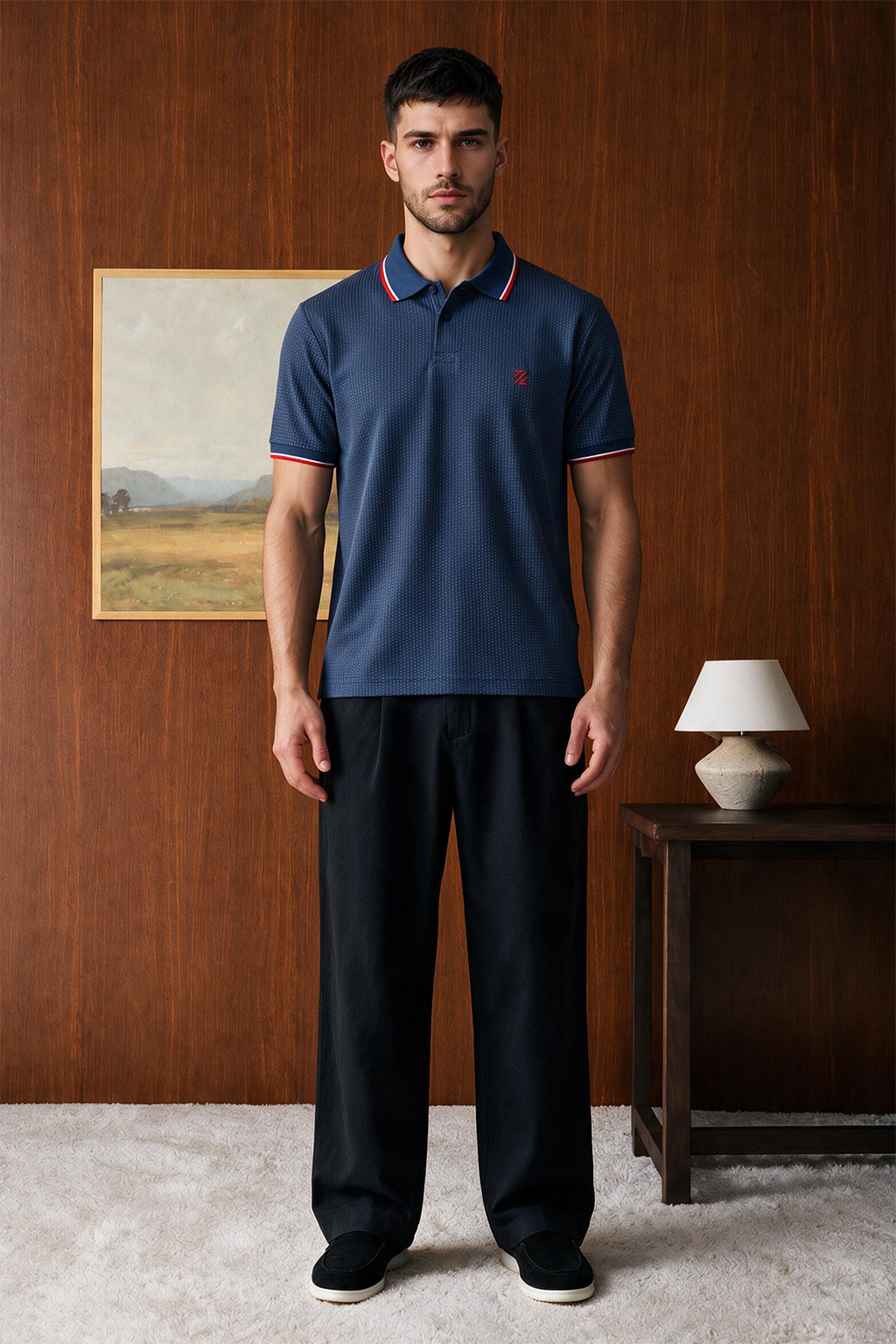 Polka Dot Textured Polo - 6004