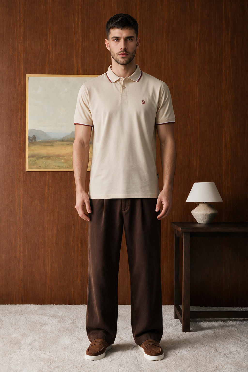 Polka Dot Textured Polo - 6004